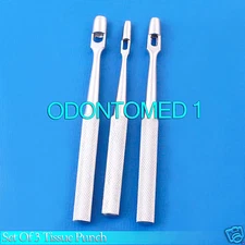 Set of 3 Tissue Punch Dental Surgical Biopsy Instrument