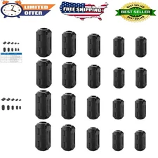 20 Clip-on Ferrite Ring Cores RFI EMI Noise Suppressor 3-13mm Cables Black