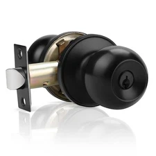 Black Door Knob Handle Interior Keyed Entry Privacy Passage Lockset