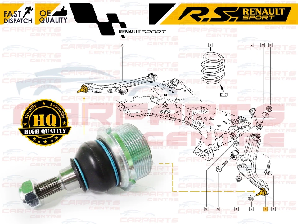 FOR RENAULT CLIO 197 200 MEGANE MK3 RS SPORT TOP BOTTOM HUB ARM BALL JOINT PIVOT - Image 3 of 4