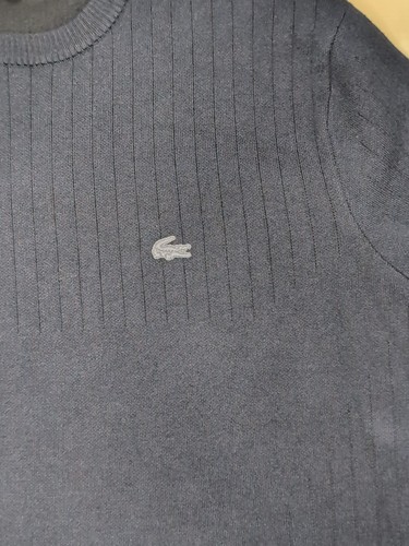 Lacoste Navy Blue Ribbed Knit Long Sleeve Crew Neck Sweater Size 3XL Mens RARE - Picture 9 of 12