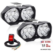 2PCS LED Motorcycle Spot Fog Lights, 18-SMD Upgraded Ultra Bright LED Dark Grey