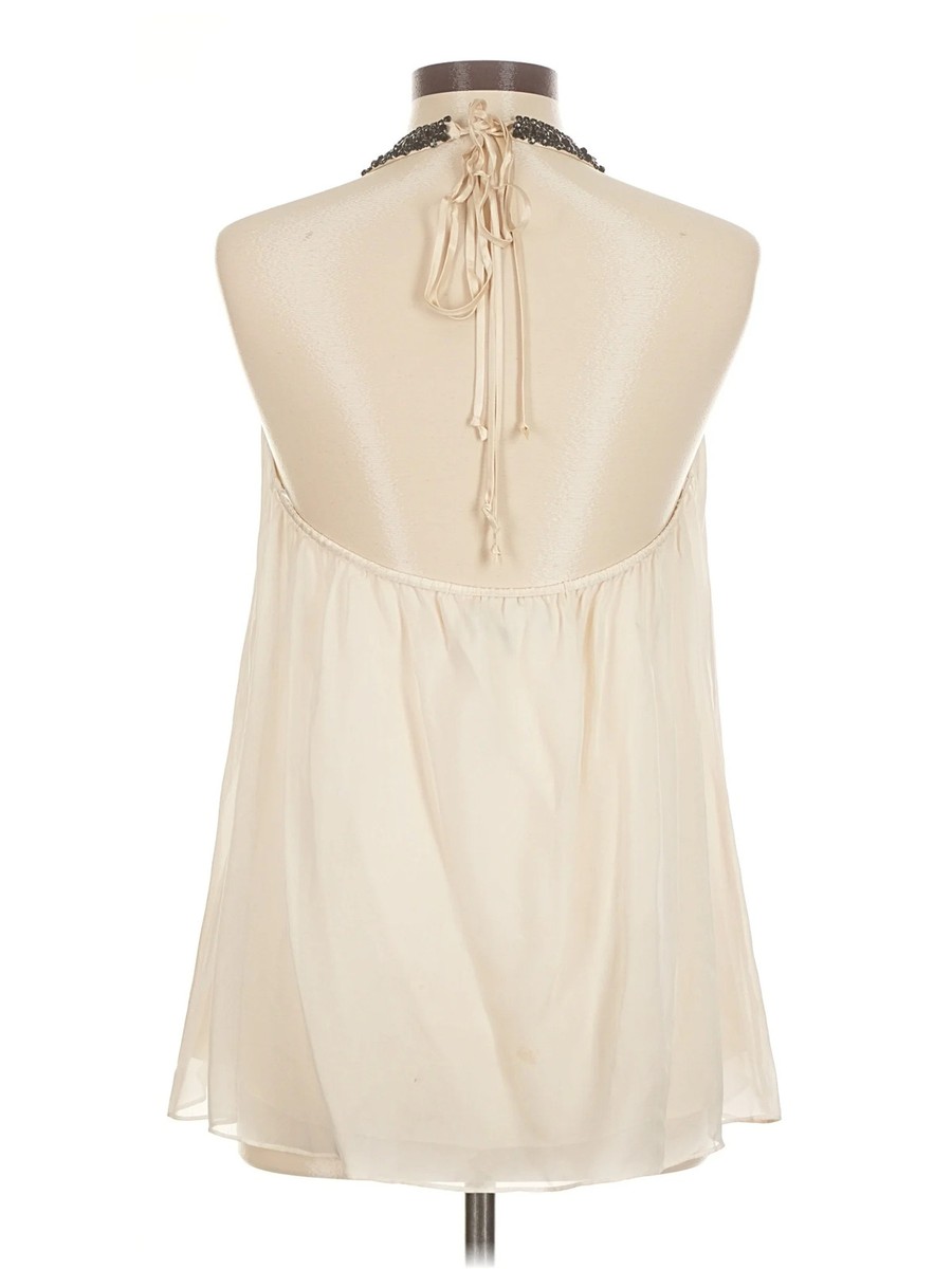 ABS Allen Schwartz Women Ivory Sleeveless Blouse M View 2