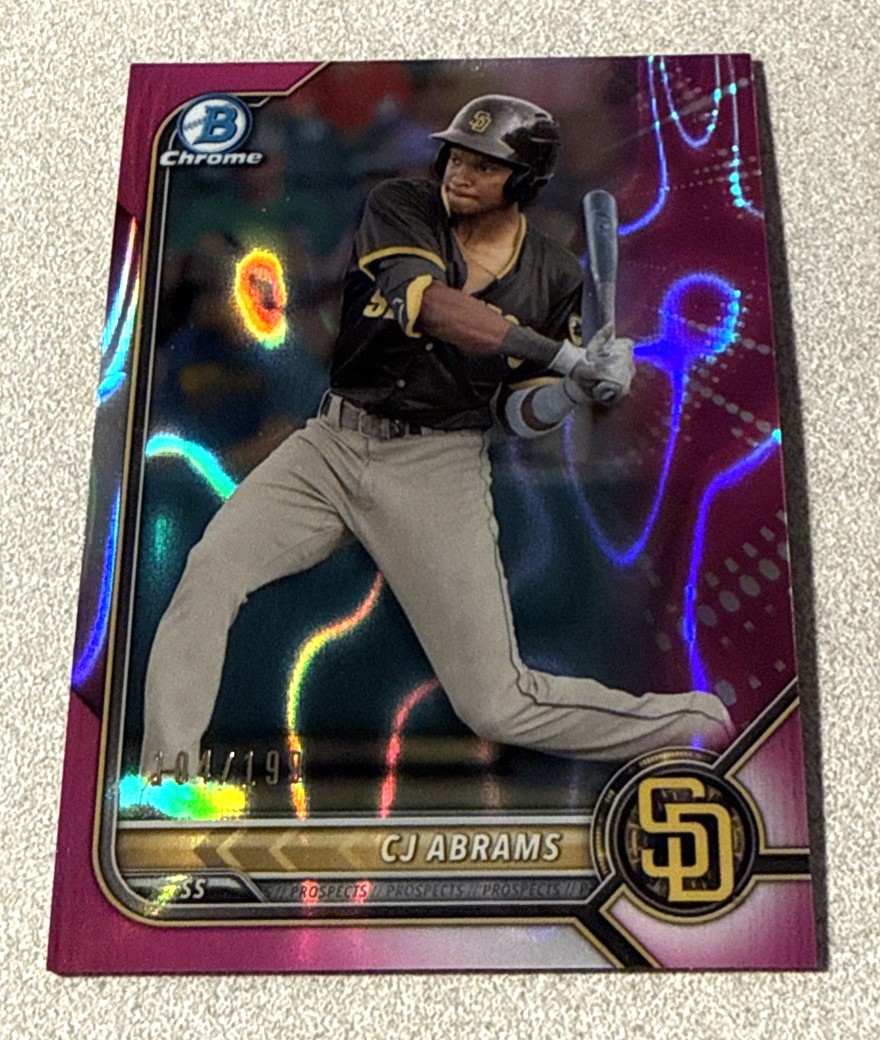 2022 Bowman Chrome Prospects Fuschia Lava Refractor #BCP-9 CJ Abrams Padres /100