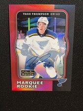 17-18 UD O-Pee-Chee Platinum RC Retro Red Rainbow Auto R-82 Tage Thompson