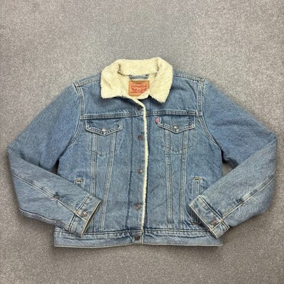 Levis Jeansjacke Damen Large blau Sherpa gefüttert Red Tab Trucker Fleece Damen