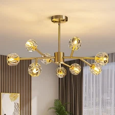 Mid Century Modern Gold Sputnik Chandeliers for Dining Room Kitchen Island Li...