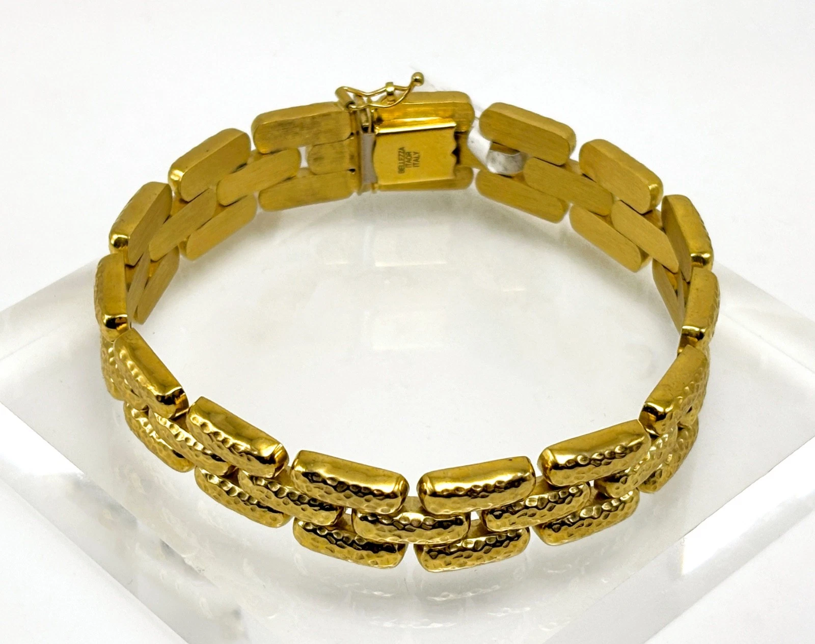 BELLEZZA Goldtone Bronze Hammered Stamato Panther-Link Chain Bracelet - NWT - product detail image 7