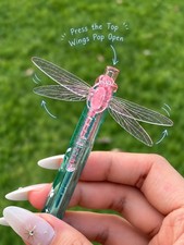 1/4pcs Dragonfly Wing Click Pen Fun Pop-Open Wing Design 0.5mm Fine Tip Smooth
