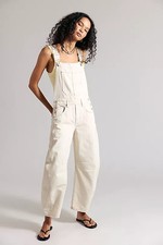 Free People We The Free Good Luck Barrel Overalls Denim Jumpsuit NWT