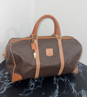 CELINE Macadam Boston Bag M13 Travel Duffle Bag Brown AUTHENTIC | eBay