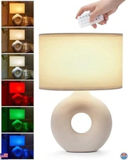 UMEXUS 13" Rechargeable Ceramic Table Lamp - Cordless, Remote, Timer, Dimmer