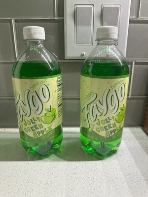 Lot Of 2 - Faygo JOLLY GREEN APPLE soda Detroit 20 oz Limited