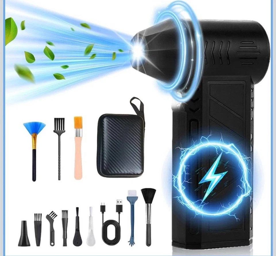 Akku-Luftgebläse Staubwedel leistungsstark 130000 U/min Heim Auto PC Reiniger 3 Geschwindigkeiten 18 W - Bild 2 von 4