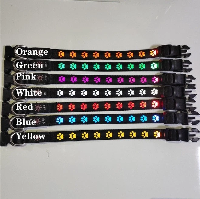 USB Rechargeable LED Dog Cat Collar Glow Light Up Safety Anti Loss Pet UK - Image 4 of 4