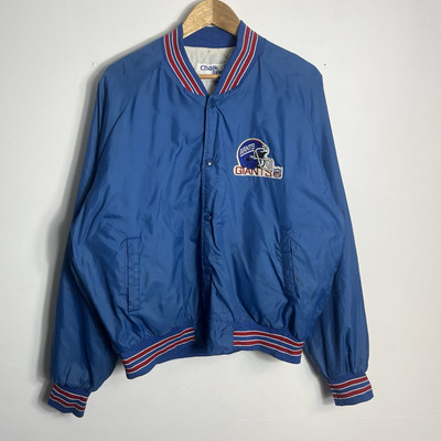 Vintage 80s NFL Giants Bomber Jacket Chalk Line Mens XL Blue