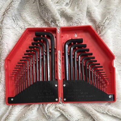 W Tools 30pc SAE/Metric Hex Key Set Long/Short Arm Steel Red Case BBW4YK525