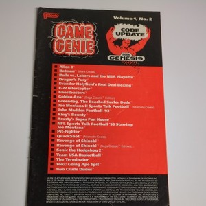Sega Genesis game genie Code Update Book Vol 1 No 2