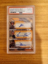 2024 Bowman's Best Orange Merrill/Salas/De Vries Triple Autograph 6/25 PSA 10