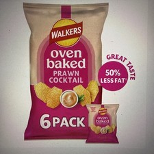 Walkers Oven Baked  Prawn Cocktail Multipack Snacks 6x25g In Pack X2