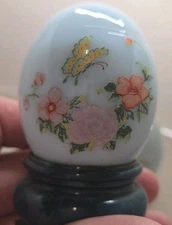 Vintage Milk Glass Avon set of 2 Eggs on a Stand Cologne Decanter Bottle EMPTY