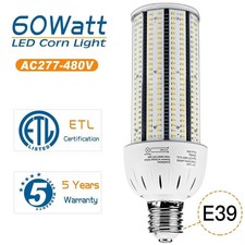 480V 60W LED Corn Light Bulbs E39 Mogul Base Replace 250W MH Warehouse Shop Bulb