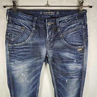 Gang Jeans Damen Hose Gr. 27 Blau Jasmin straight Jeanshose Baumwolle elasthan
