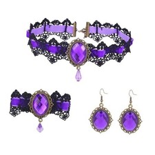 Witch Accessories for Women Victorian Vampire Costume Steampunk Black Purple