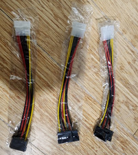 3 Pack 4Pin Molex to 2X Sata 15Pin Splitter Connector Power Supply Cable NEW 