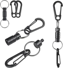 Quick Release Keychain Clip with Double Clips - Detachable Black Key Ring for Ho