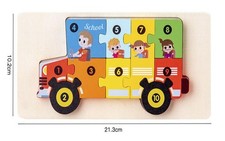 3D Wooden Vehicle Puzzle Set Color Sorting Learning Toy Fun Gift for Kids