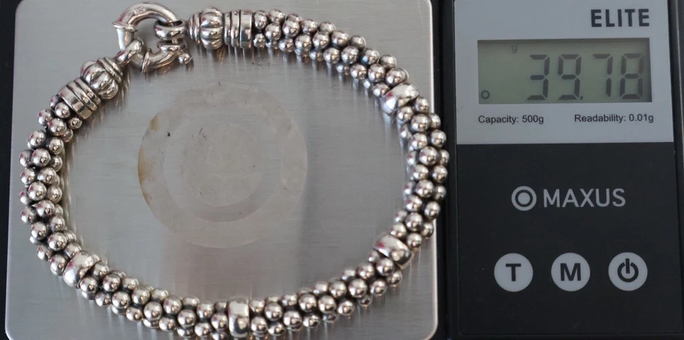 Brazalete de 4 estaciones de caviar de plata de ley Lagos 39,78 G / 7,5 pulgadas / 7 mm Foto 4 de 4