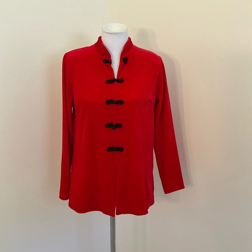 NWT Vintage Clio Scarlet Red Velour Tunic Jacket - Image 2 of 4