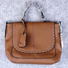 Oasis Shoulder/Hand Bag Brown Faux Leather With Gold Stud Detail -New with Tag