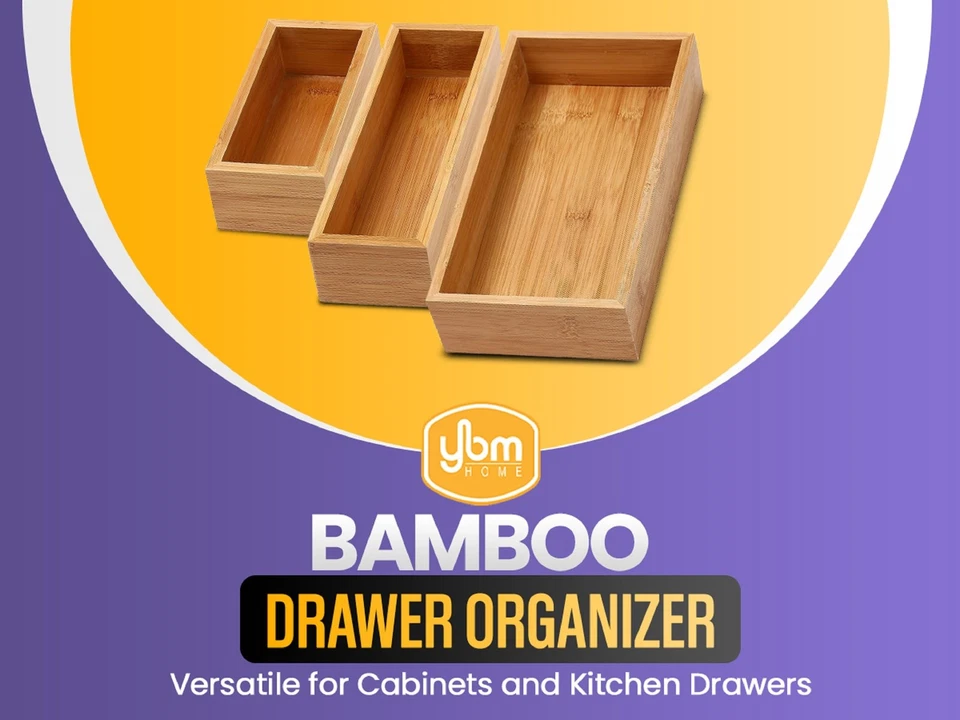 Bamboo Drawer Organizer Storage Box for Kitchen Drawer, Junk Drawer, Office, ... - Image 4 of 4