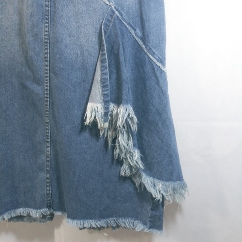 Luxe Moda Denim Distressed ausgefranster Saum Midirock 12 - Bild 4 von 6