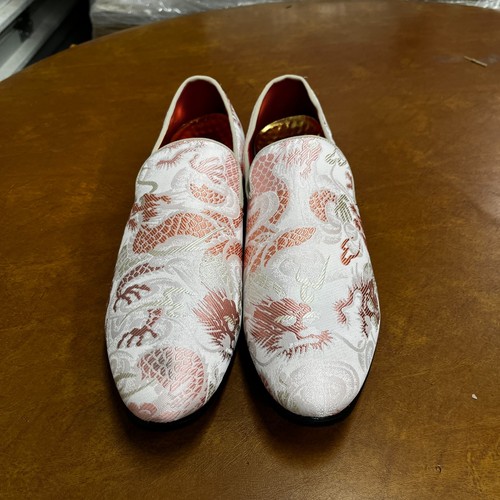Santimon Herren US 9,5, 11, 12 Rosa Leger Stickerei Rauchen Halbschuhe Elegant Schuhe - Bild 3 von 12