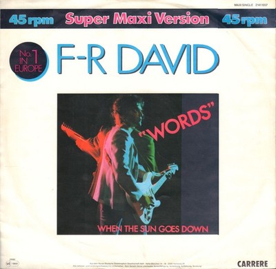 12'' Maxi-Single F. R. DAVID ''WORDS'' & ''WHEN THE SUN GOES DOWN'' [Carrere | 1982]