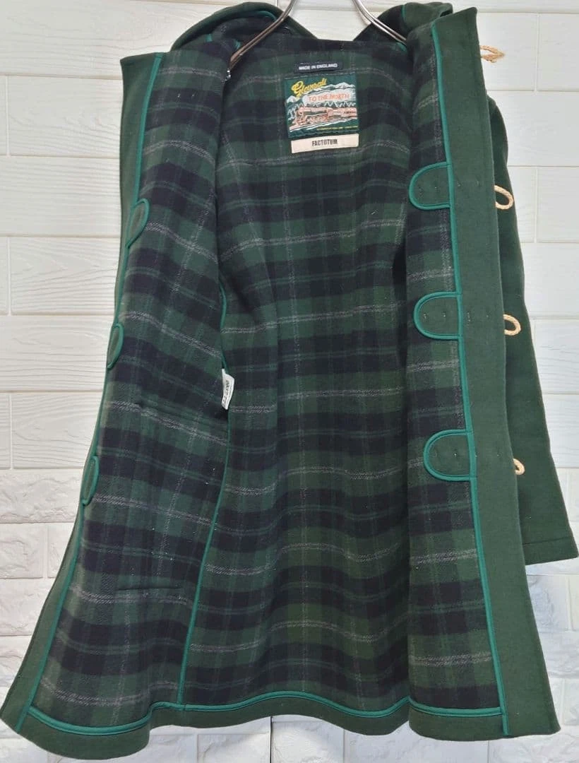 GLOVERALL FACTOTUM Green Duffle Coat M Wool UK Made Vintage Classic Japan - product detail image 3