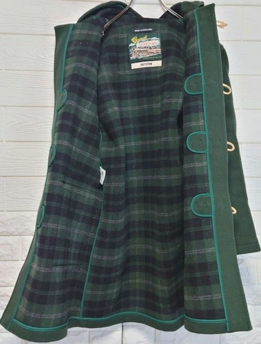 GLOVERALL FACTOTUM Green Duffle Coat M Wool UK Made Vintage Classic Japan image 3