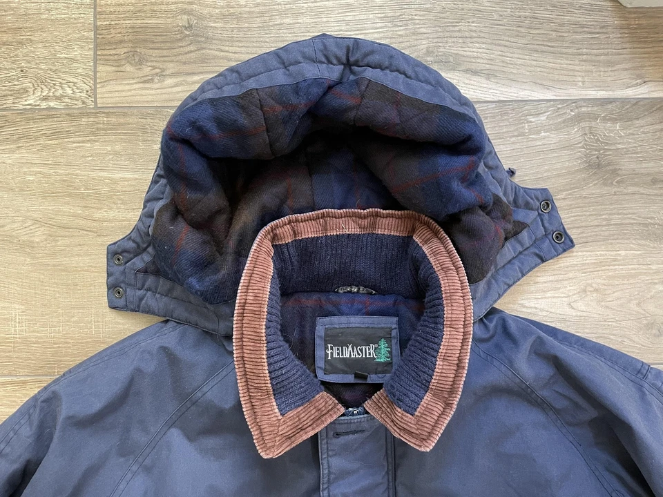 Fieldmaster Jacket Mens 3XL Blue Hooded Parka Quilted Lined Outdoors Pockets - Image 2 of 4