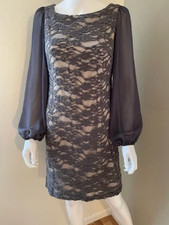Grey Lace Mini Dress Size 4
