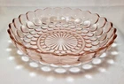 Anchor Hocking Glass Pink Bubble Bullseye 8.5" Berry/Serving Bowl - Depression