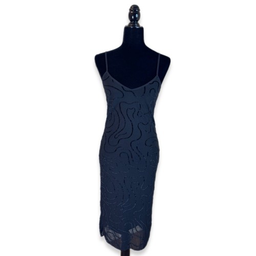 Vintage Versus by Gianni Versace Black Velvet-Detail Midi Dress