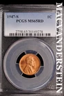 1947-S Lincoln Wheat Cent-PCGS MS 65 Red Choice Gem BU No Reserve #SLK1001