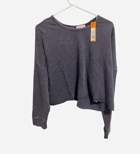 Colbie Women's Gray Knit Layered Open Back Cutout Long Sleeve Top 1X
