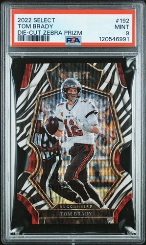 2022 PANINI SELECT DIE-CUT ZEBRA PRIZM #192 TOM BRADY PSA 9