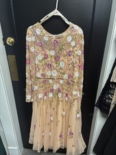 NWT Mac Duggal Pink Ladies Long Sleeve Full Skirt Midi Formal Dress - Size 16