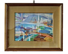 Dipinto di Reno Fabretti I Laghetti di Portonovo, 1969