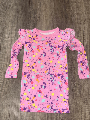 Little Sleepies Play Flutter Tee Long Sleeve Pink Paint Platter 6-12 months